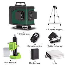Load image into Gallery viewer, 16/12 Lines 4D Laser Level green line SelfLeveling 360 Horizontal And Vertical Super Powerful Laser level green Beam laser level