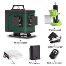 Load image into Gallery viewer, 16/12 Lines 4D Laser Level green line SelfLeveling 360 Horizontal And Vertical Super Powerful Laser level green Beam laser level
