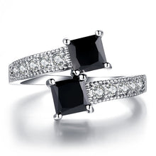 Load image into Gallery viewer, Luxury Starry Star Rings Real 10KGF White Gold Filled Rings for Women Fashion Jewelry finger ring with Genuine Black CZ